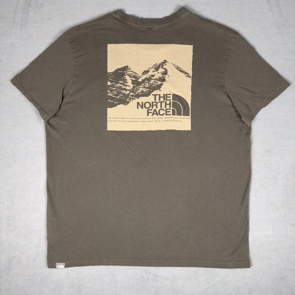 The North Face Mens Mountain Box Graphic Tee Olive Brown Back Hit XL